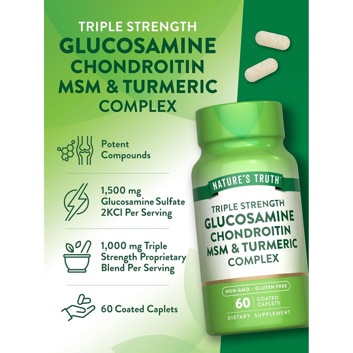 Nature's Truth Glucosamine Chondroitin MSM Complex | 60 Caplets