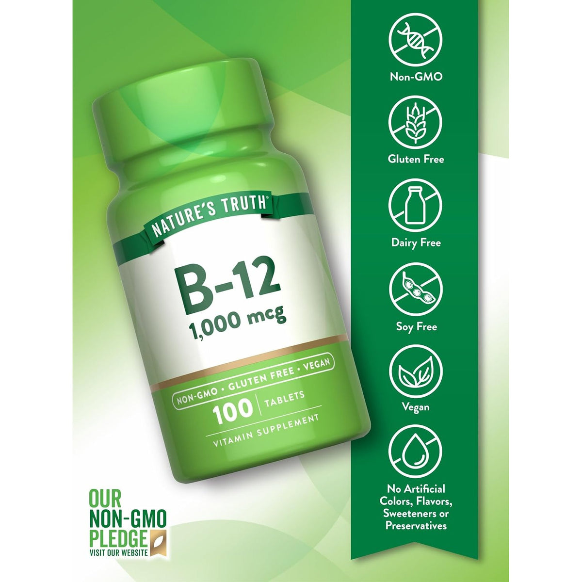 Nature's Truth Vitamin B12 1000 mcg Tablets | 100 Count | for Men & Women