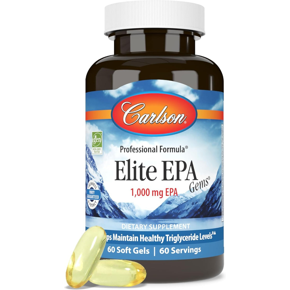 Carlson Elite EPA Gems, 1000 mg, Wild-Caught, 60 Softgels