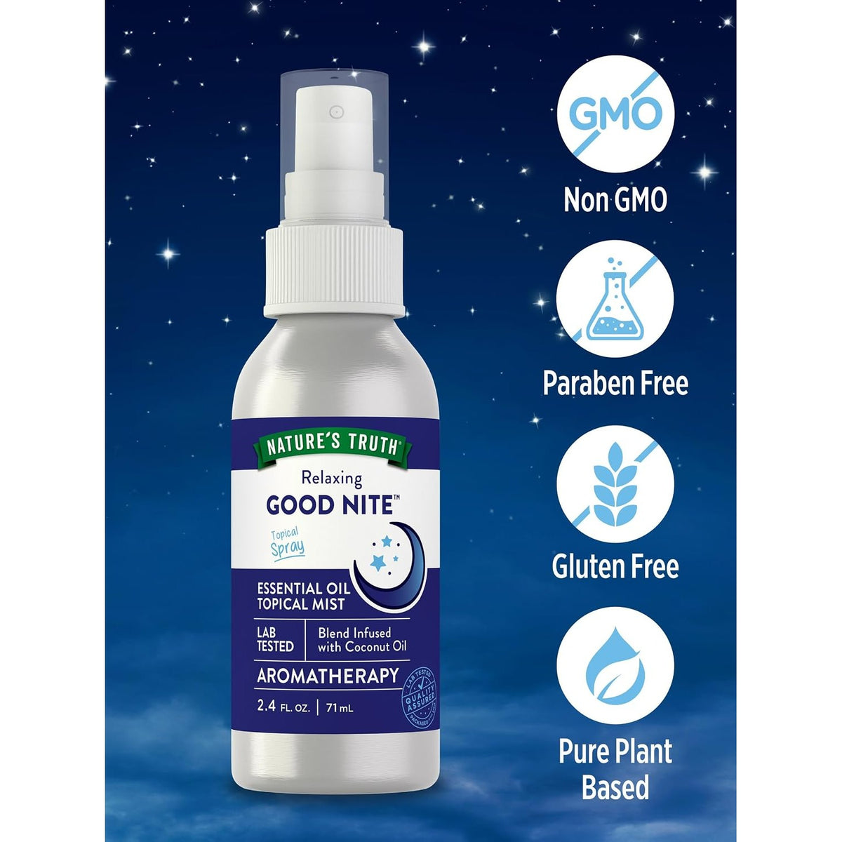 Nature's Truth Good Nite Essential Oil Mist | 2.4 fl oz | Calming Blend