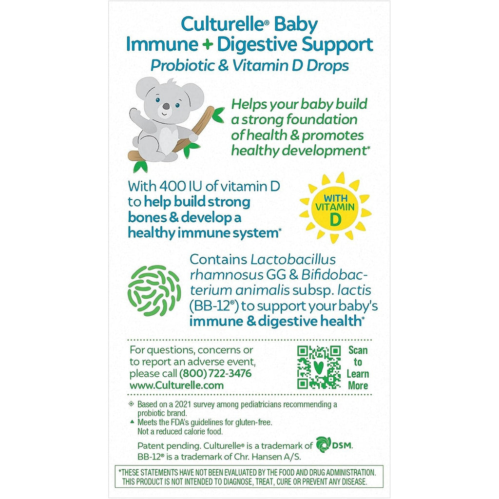 Culturelle Baby Probiotic Drops + Vitamin D, Immune & Digestive Health* 9ml