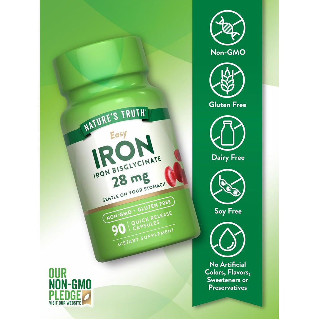 Nature's Truth Iron Supplement for Women & Men | 28 mg | 90 Capsules