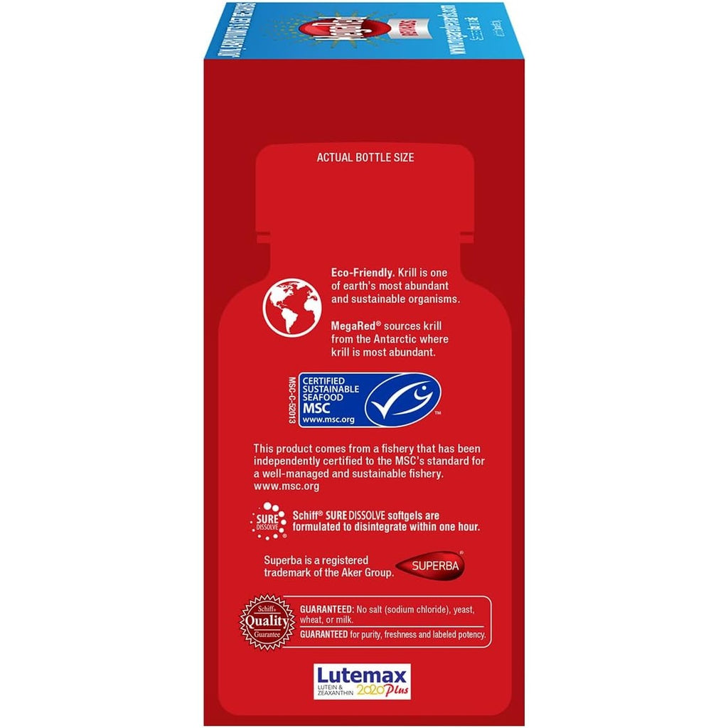 MegaRed Omega-3 Blend Total Body + Refresh 500mg Softgels, (65 Count in a Bottle), Easily Absorbed Krill Oil, to Support Your Heart, Joints, Brain