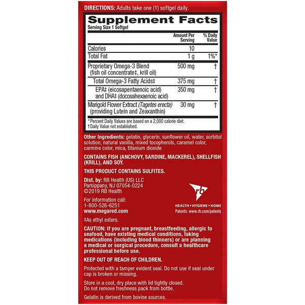 MegaRed Omega-3 Blend Total Body + Refresh 500mg Softgels, (65 Count in a Bottle), Easily Absorbed Krill Oil, to Support Your Heart, Joints, Brain