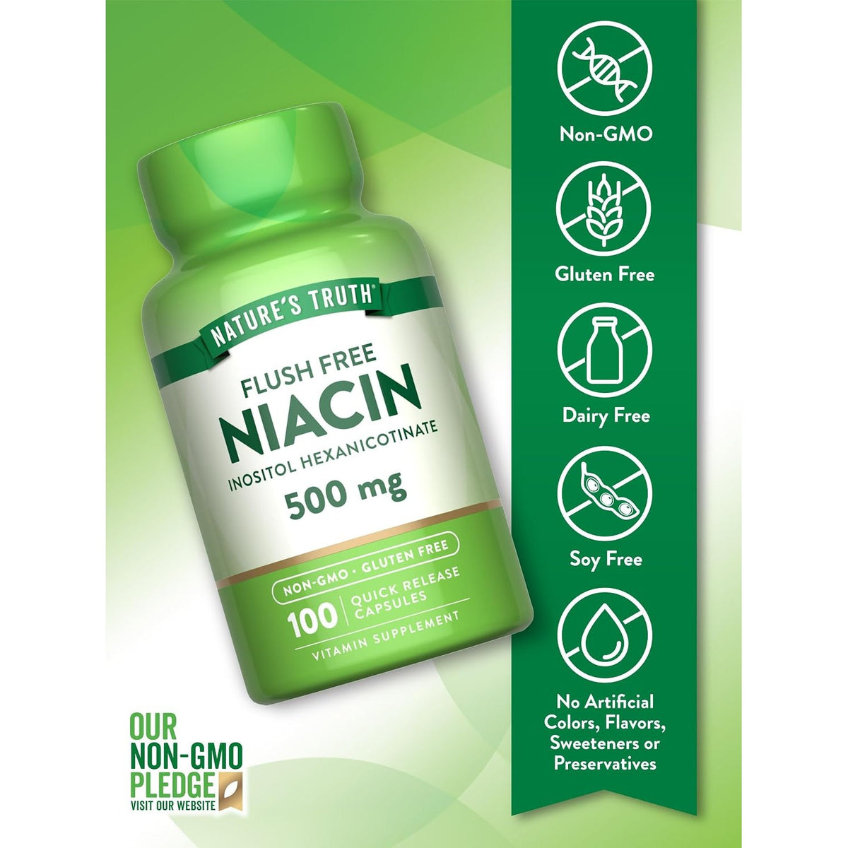 Nature's Truth Flush Free Niacin | 500mg | 100 Capsules