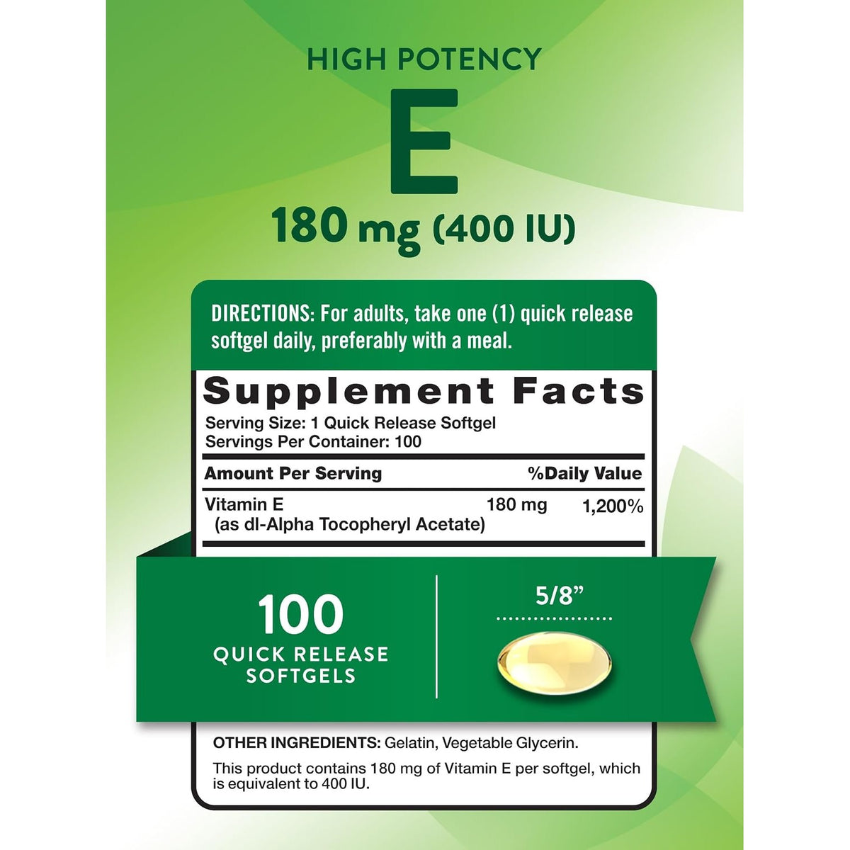 Nature's Truth Vitamin E Softgels | 400 IU 180mg | 100 Count