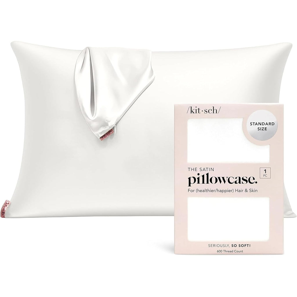Kitsch Satin Pillowcase with Zipper Standard Size Ivory