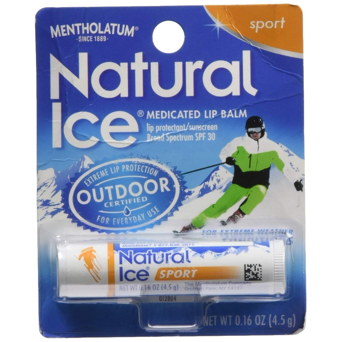 Natural Ice Mentholatum Sport Medicated Lip Protectant With Spf 30 Sunscreen, 0.15 Ounce