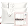 Kitsch Satin Pillowcase with Zipper Standard Size Ivory 2-Pack