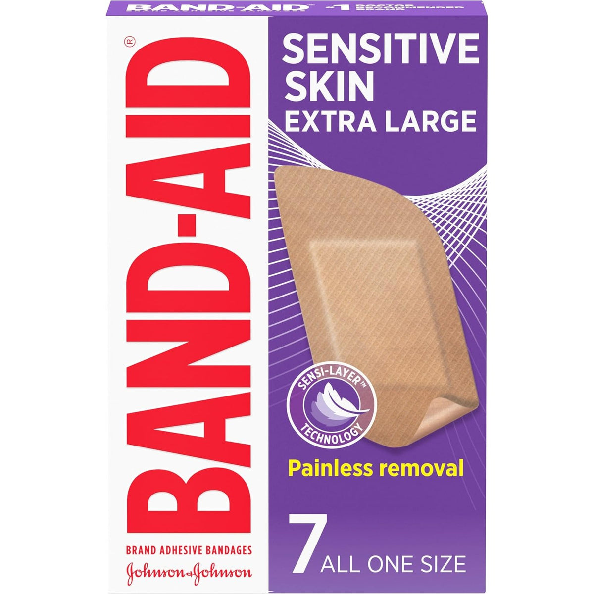 BAND-AID Brand Adhesive Bandages for Sensitive Skin, Extra Large, 7 Count