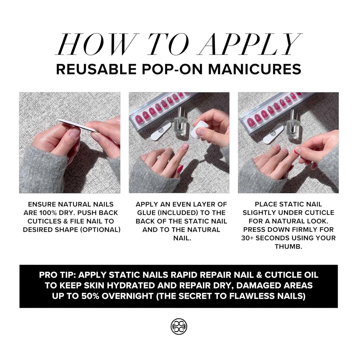 Static Nails Brush On Nail Glue for Press Ons, Pop-Ons, Acrylic, Fake Nails, and Tips. Brush On Applicator for Easy Application. Strong Bond, Mess