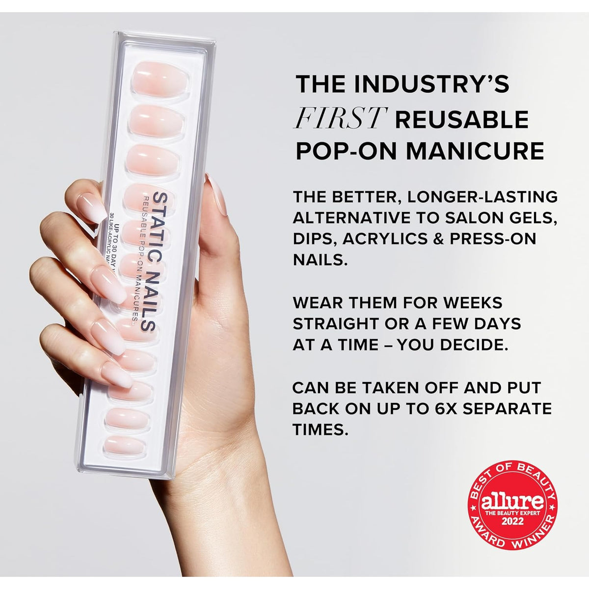 Static Nails Brush On Nail Glue for Press Ons, Pop-Ons, Acrylic, Fake Nails, and Tips. Brush On Applicator for Easy Application. Strong Bond, Mess