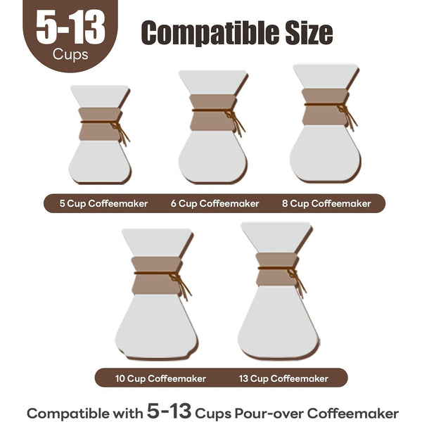 Brew Choice Pre-folded Cone Coffee Filters for CHEMEX Coffee Makers 50 ct