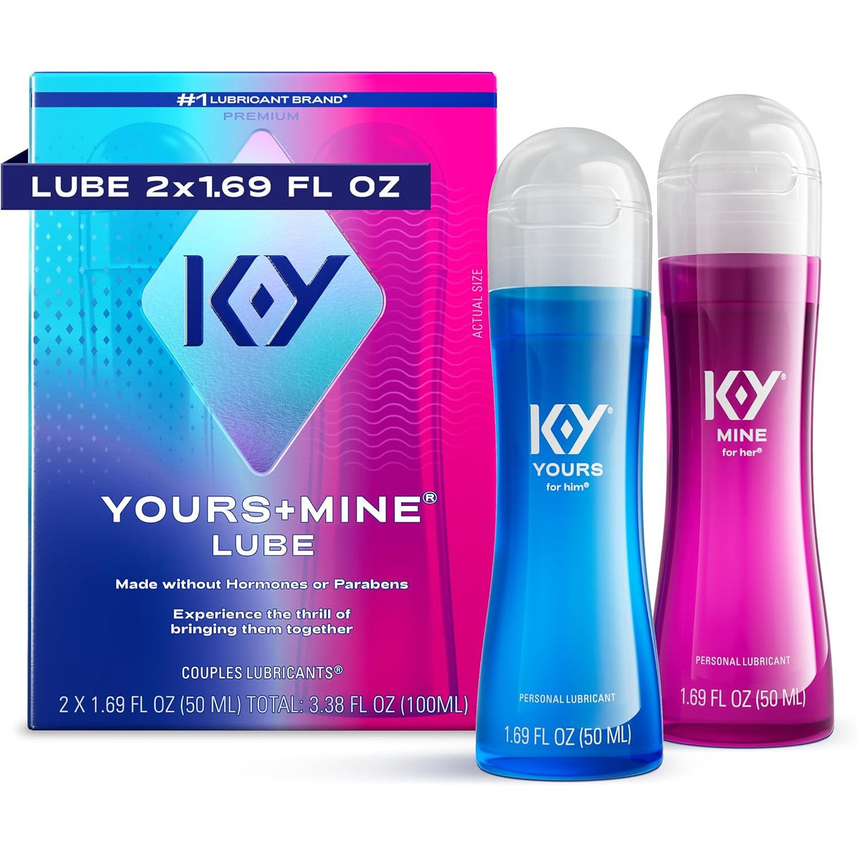 K-Y Yours & Mine Couples Lubricant, Sensorial Personal Lube, 2 x 1.69 FL OZ