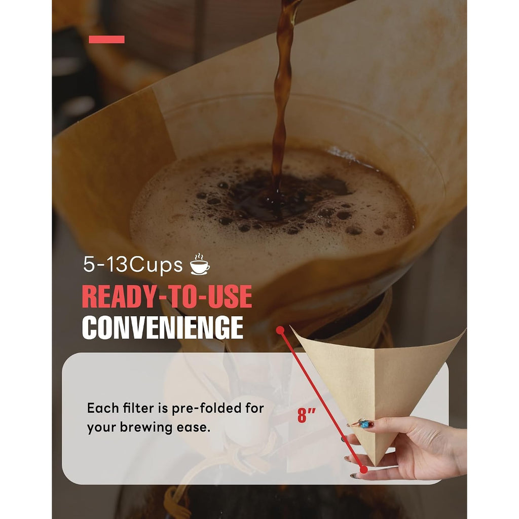 Brew Choice Cone Coffee Filters for Chemex Pour-Over Coffee Makers 100 ct