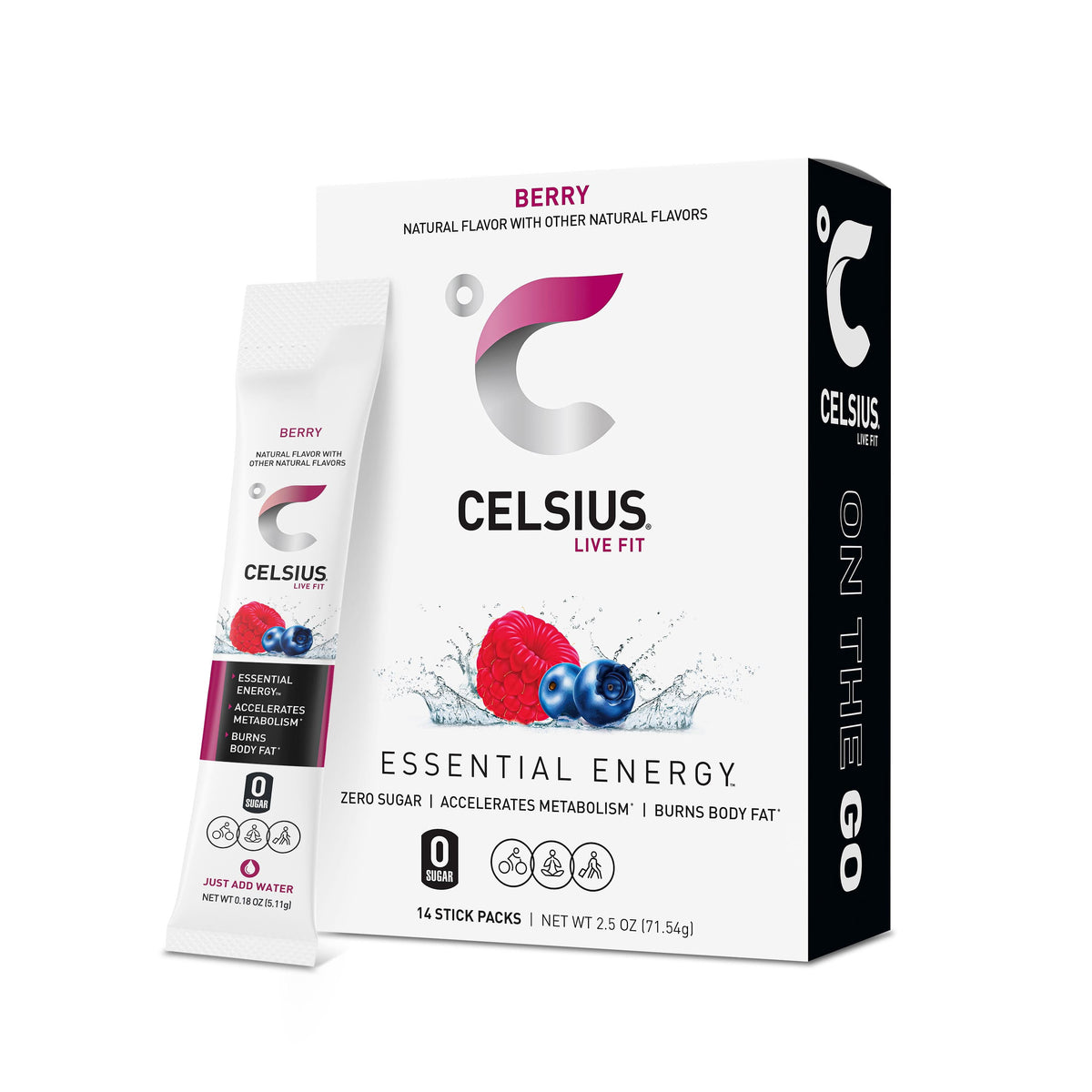 CELSIUS On The Go Energy Drink Mix, Berry (14 Stick Pack)