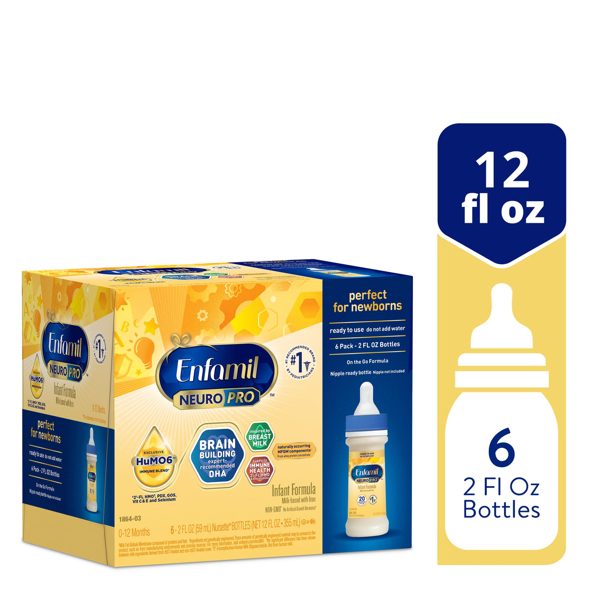 Enfamil NeuroPro Ready to Feed Baby Formula, Brain Building Duo DHA & MFGM, 2 fl oz, 6 Count
