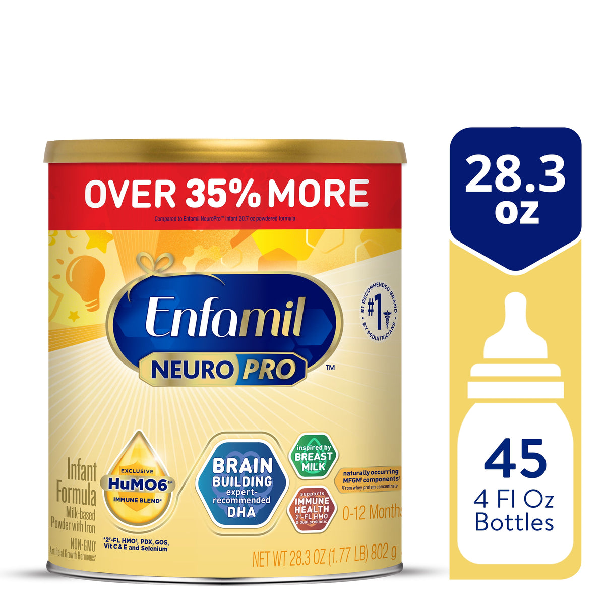 Enfamil NeuroPro Baby Formula, Brain Building Duo DHA & MFGM, Infant Formula Powder, 28.3 oz Can