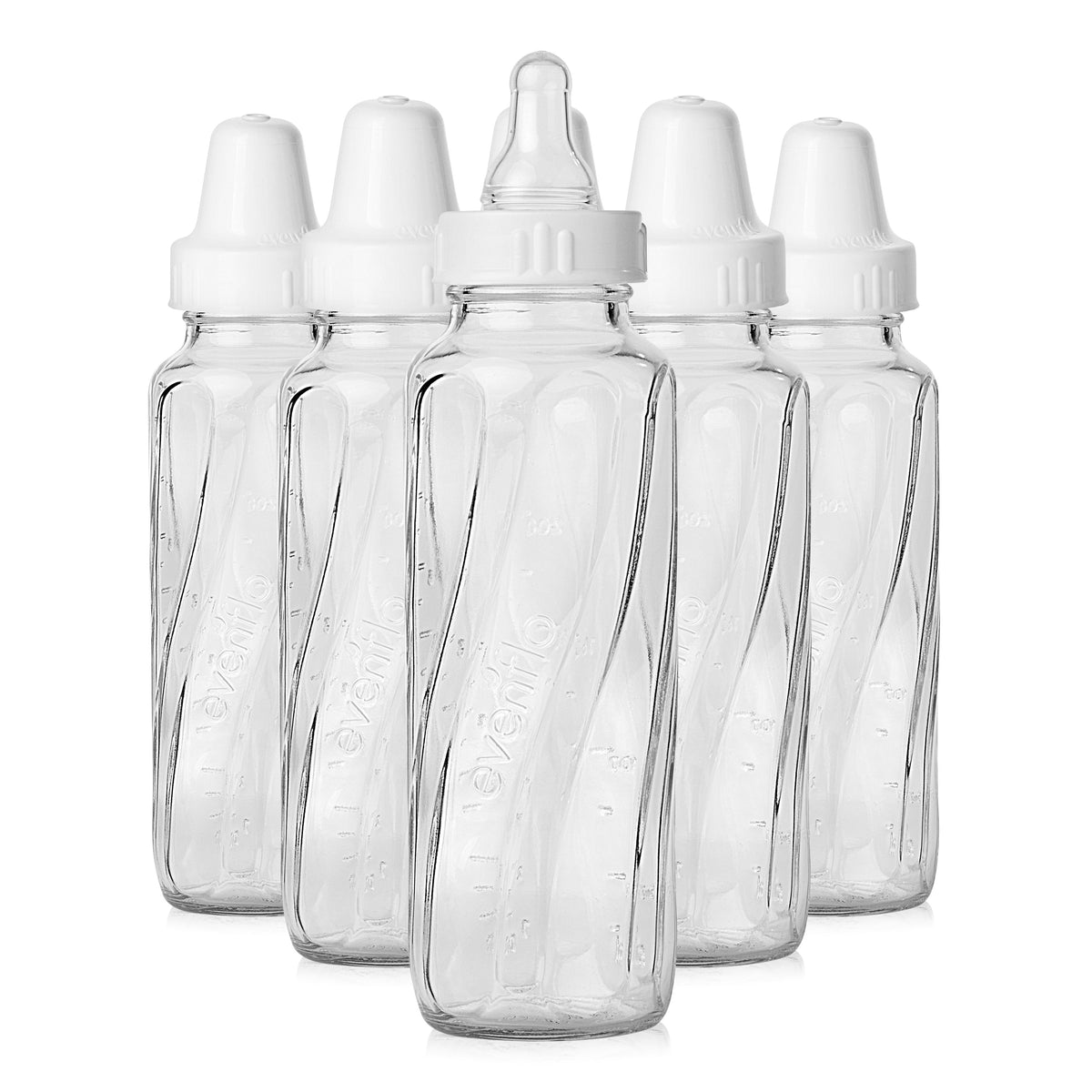 Evenflo Feeding Classic Glass Twist Bottles, 6 Pack of 8 Ounce Each, Clear
