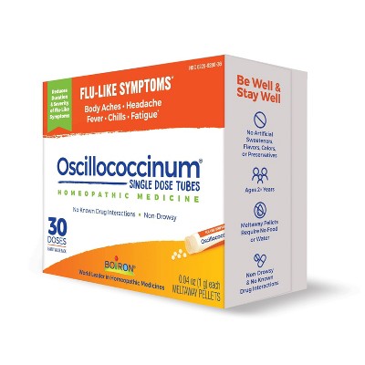 Boiron Oscillococcinum Flu-Like Symptoms, Body Aches, Headache, Fever, Chills and Fatigue 30 Doses Treatment - 30ct