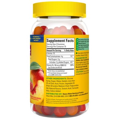 Nature Made Vitamin D3 2000 IU (50 mcg), for Bone Health and Immune Support Vitamin Gummies - 150ct