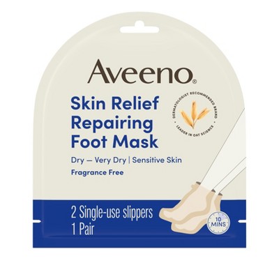 Aveeno Repairing CICA Foot Mask with Prebiotic Oat & Shea Butter for Extra Dry Skin, Fragrance Free