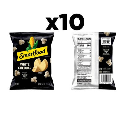 Smartfood White Cheddar Cheese Flavored Popcorn Multipack - 6.25oz/10ct: Gluten-Free, No Artificial Flavors