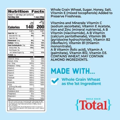 Total Whole Grain Cereal - 16oz - General Mills: No Artificial Sweeteners, No High Fructose Corn Syrup