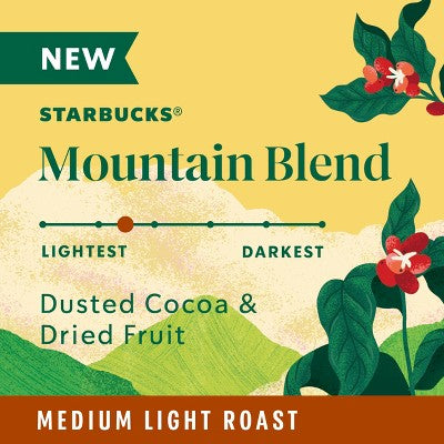 Starbucks Mountain Blend Medium Roast Keurig K-Cup Coffee Pods - 22ct: Arabica Beans, Orange, Cocoa