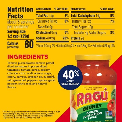 Ragu Chunky Garden Combination Pasta Sauce - 45oz