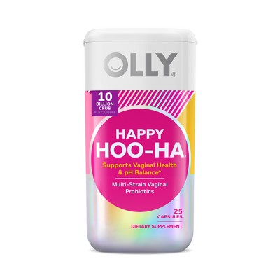 OLLY Happy Hoo-Ha Probiotic Capsules for Women Supports, Vaginal Health and pH Balance - 25ct