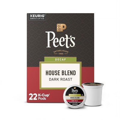 Peet's Coffee House Dark Roast Single Serve Coffee Pods - Decaf - 22ct: Compatible With Keurig, Arabica Beans