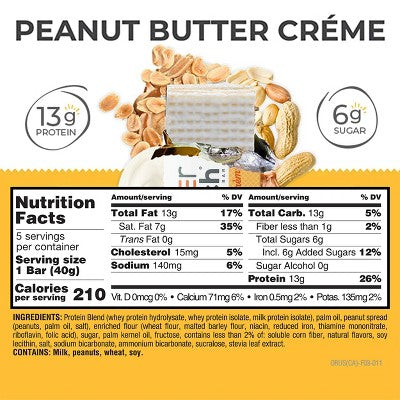 Power Crunch Peanut Butter Cream Wafer Protein Energy Bar - 5pk