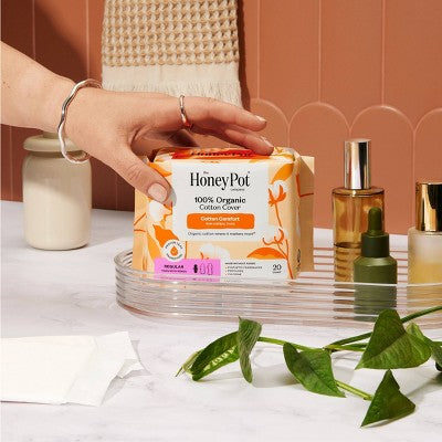 Honey Pot 100% Organic Cotton Comfort Cover Regular Pads - 20 ct