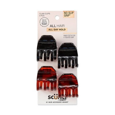scünci No-Slip Grip Claw Clips - Tortoise/Black - All Hair - 4pcs