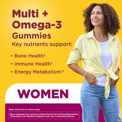 Nature Made Women Multivitamin Gummies Plus Omega 3, USP Verified - Strawberry, Lemon, & Orange - 80ct