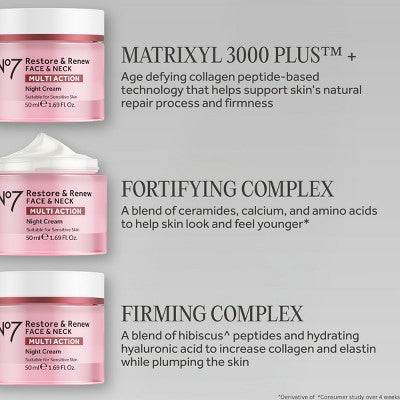 No7 Restore & Renew Multi Action Face & Neck Night Cream - 1.69 fl oz