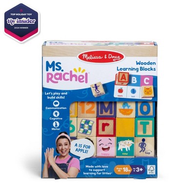 Melissa & Doug Ms. Rachel Letter, Number, and Game Wooden Learning Blocks with Activity Cards