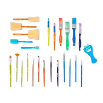 25pc Mixed Media Tools Set - Mondo Llama™: Artist Paint Brushes & Applicators, Nylon & Wood, Multicolor, 7" Length