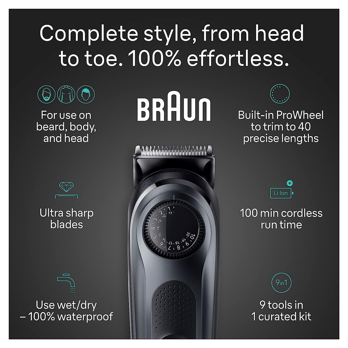 Braun All-in-One Style Kit Series 5 AIO5490 Akku 9-in-1 Körper-, Bart- & Haartrimmer