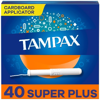 Tampax Cardboard Super Plus Absorbency Anti-Slip Grip LeakGuard Skirt Tampons - Unscented - 40ct