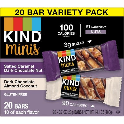 KIND Minis Salted Caramel Dark Chocolate + Dark Chocolate Almond Coconut - 14.1oz/ 20ct