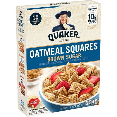 Quaker Oatmeal Squares Brown Sugar Breakfast Cereal - 14.5oz: 100% Whole Grain, No Artificial Colors