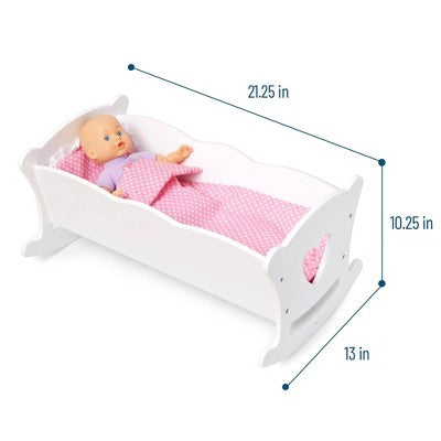 WildKin Doll Cradle White: Toddler Girl Learning Toy, MDF, Ages 3-10, Creativity Focus, 21.25" Depth, 13" Width