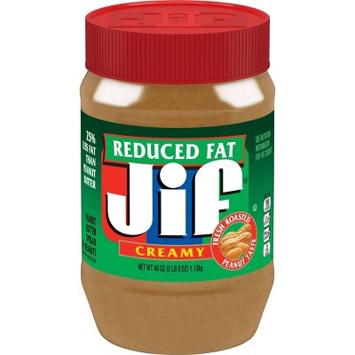 Jif Reduced Fat Creamy Peanut Butter - 40oz: Gluten-Free, No Preservatives