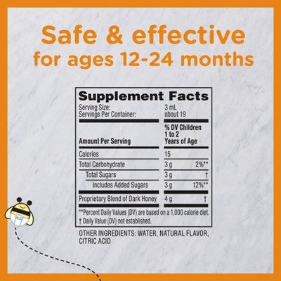 Zarbee's Baby Soothing Cough Syrup with Dark Honey - Natural Peach & Honey Flavor - 2 fl oz