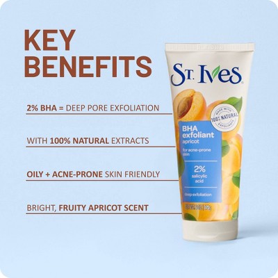 St. Ives BHA Apricot Face Exfoliant for Acne Prone Skin - 6oz