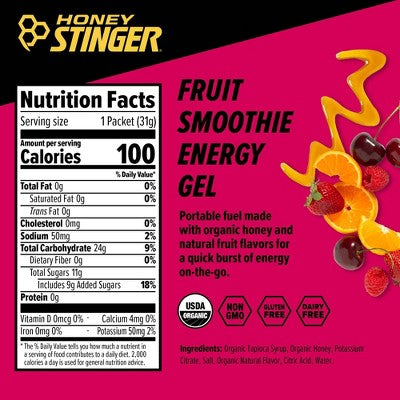 Honey Stinger Organic Fruit Smoothie Energy Gel: Sports Performance, Endurance, 1.1 oz