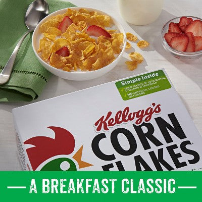 Kellogg's Corn Flakes Breakfast Cereal - 18oz: Fat Free, No High Fructose Corn Syrup