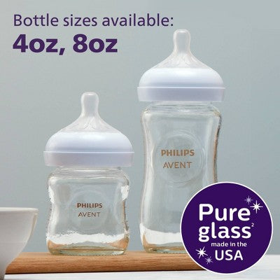 Philips Avent Glass Natural Bottle with Natural Response Nipple Baby Set - 7pc